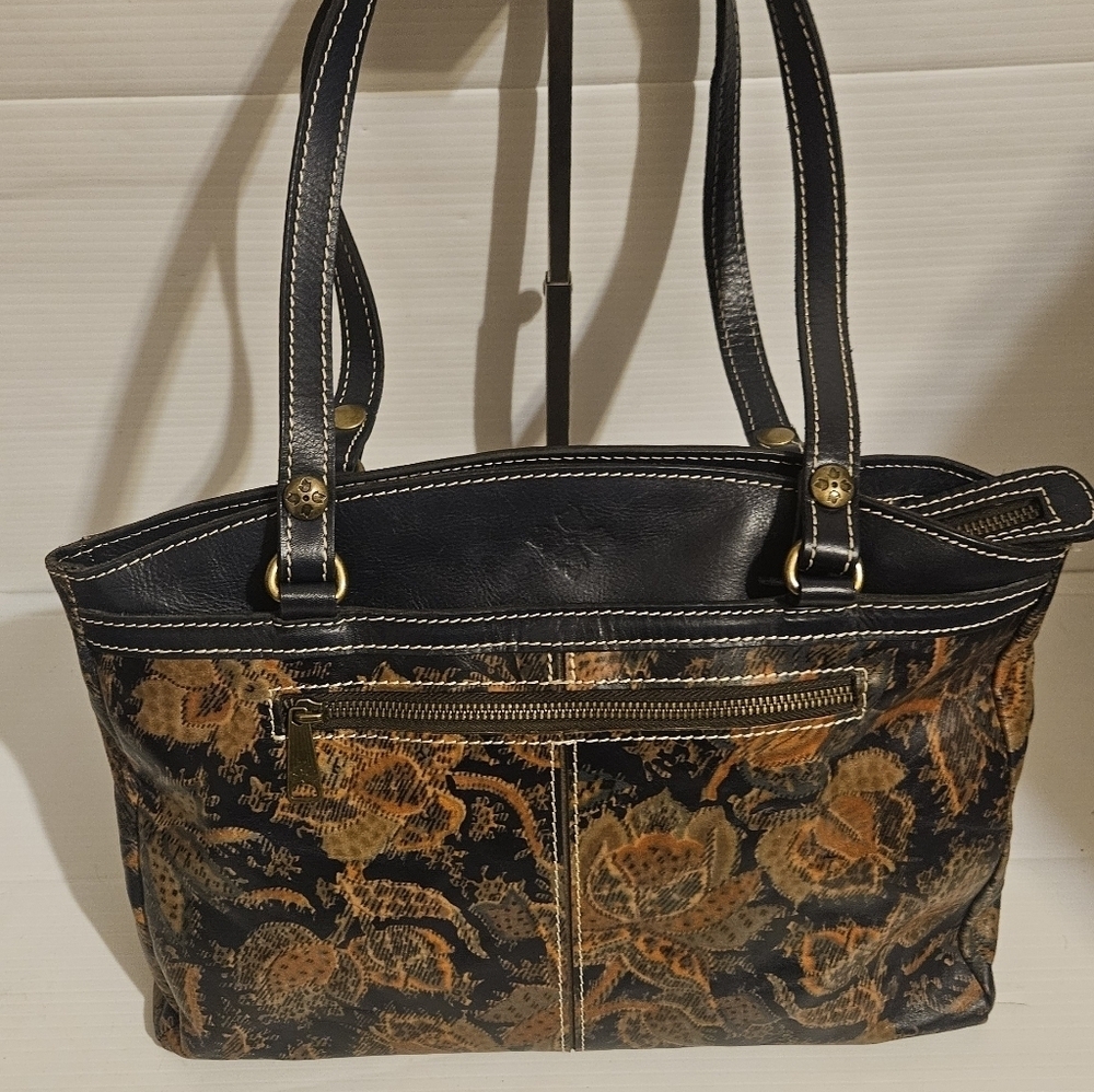 Patricia Nash Toscano Floral & Paisley Leather Satchel Blue w/ Leather Trim Rare - Picture 2 of 16
